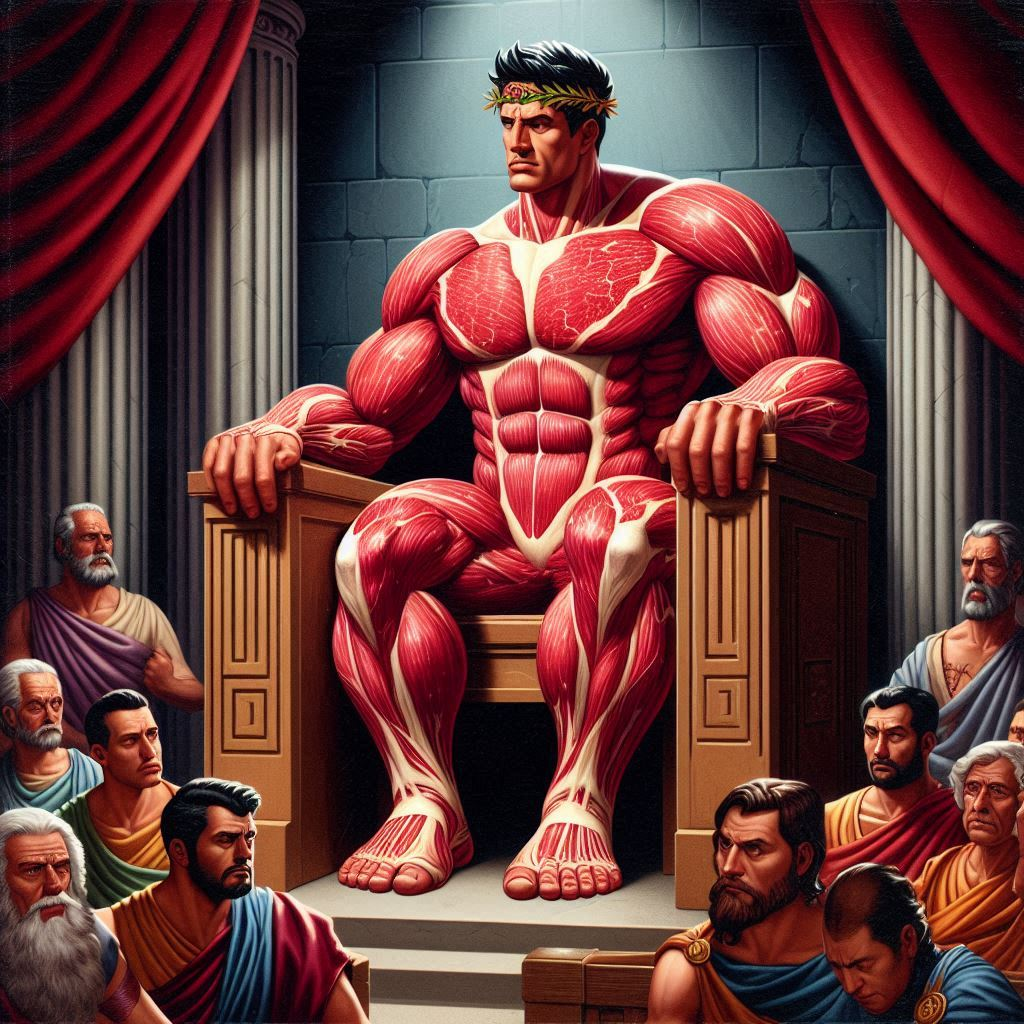 MUSCLES FLEXING ON THE THRONE OF DESPAIR