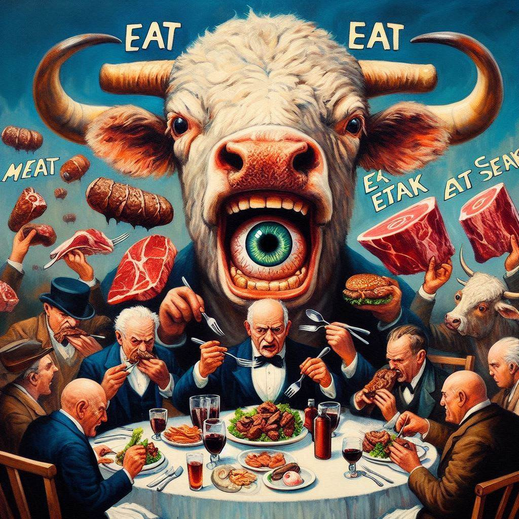 COWS SCREAMING FOR MEAT IN A DINNER NIGHTMARE