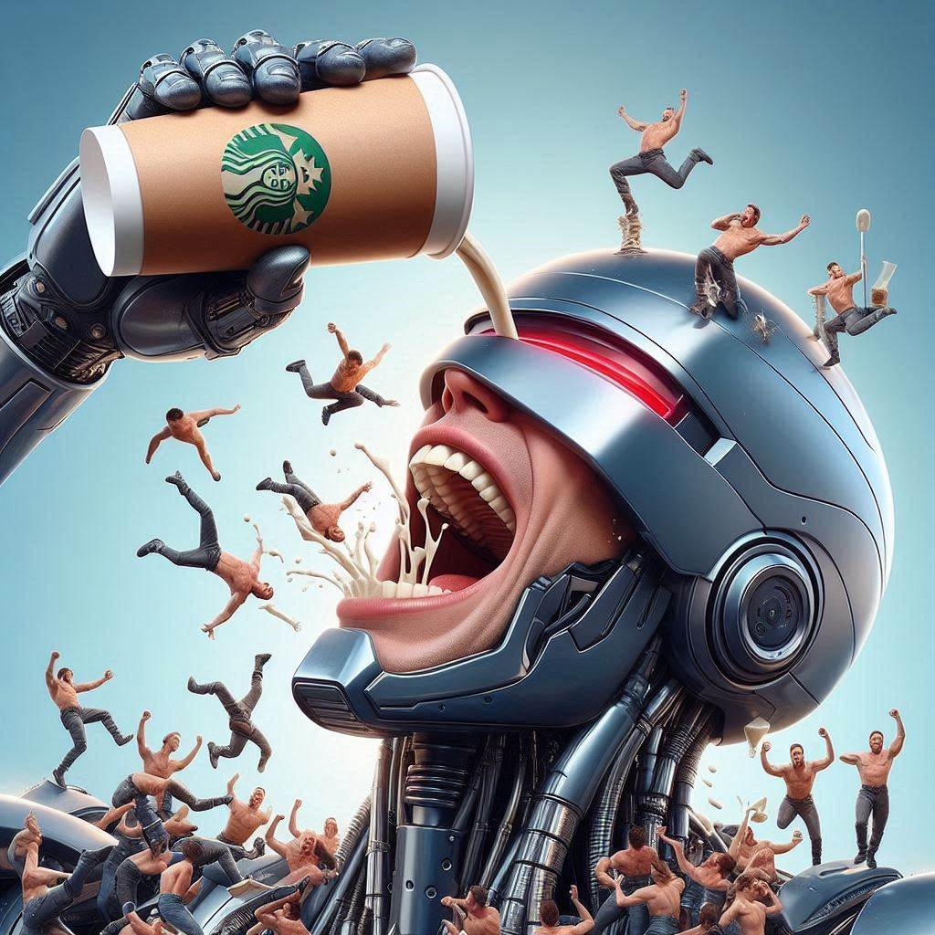 ROBOT CHUGGING HUMAN MILK LIKE A BOSS