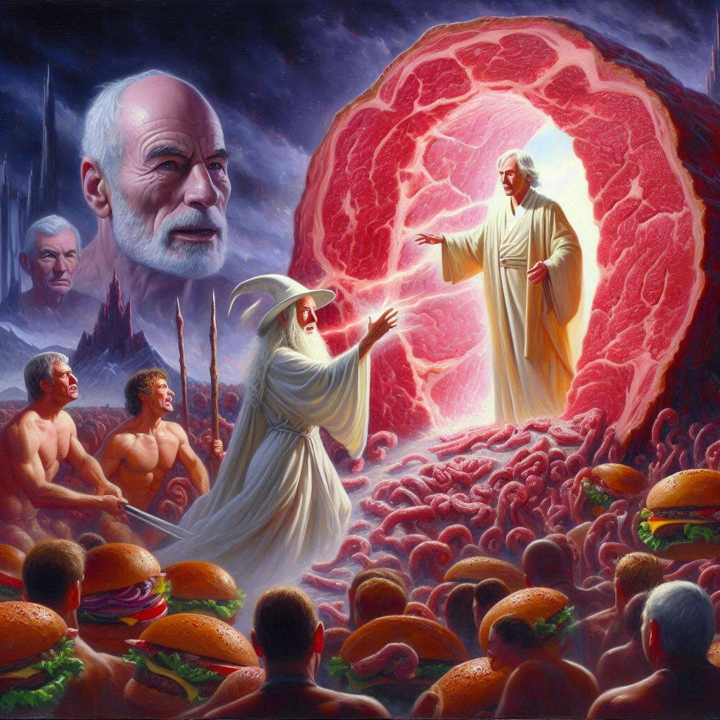 GODS SERVING MEAT ON A BLOODY PLATTER