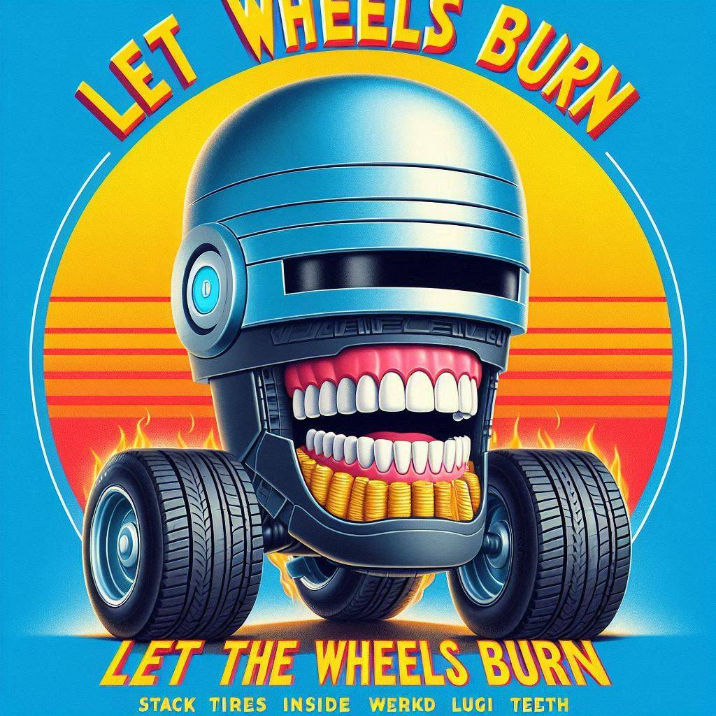 WHEELS SPITTING FIRE AND TEETH
