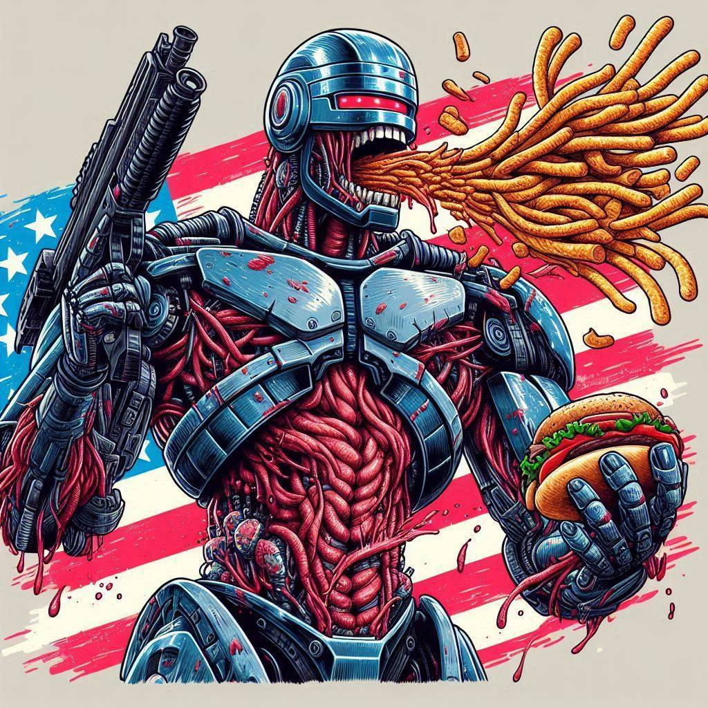 ROBOT VOMITING FRIES LIKE A MEAT MACHINE