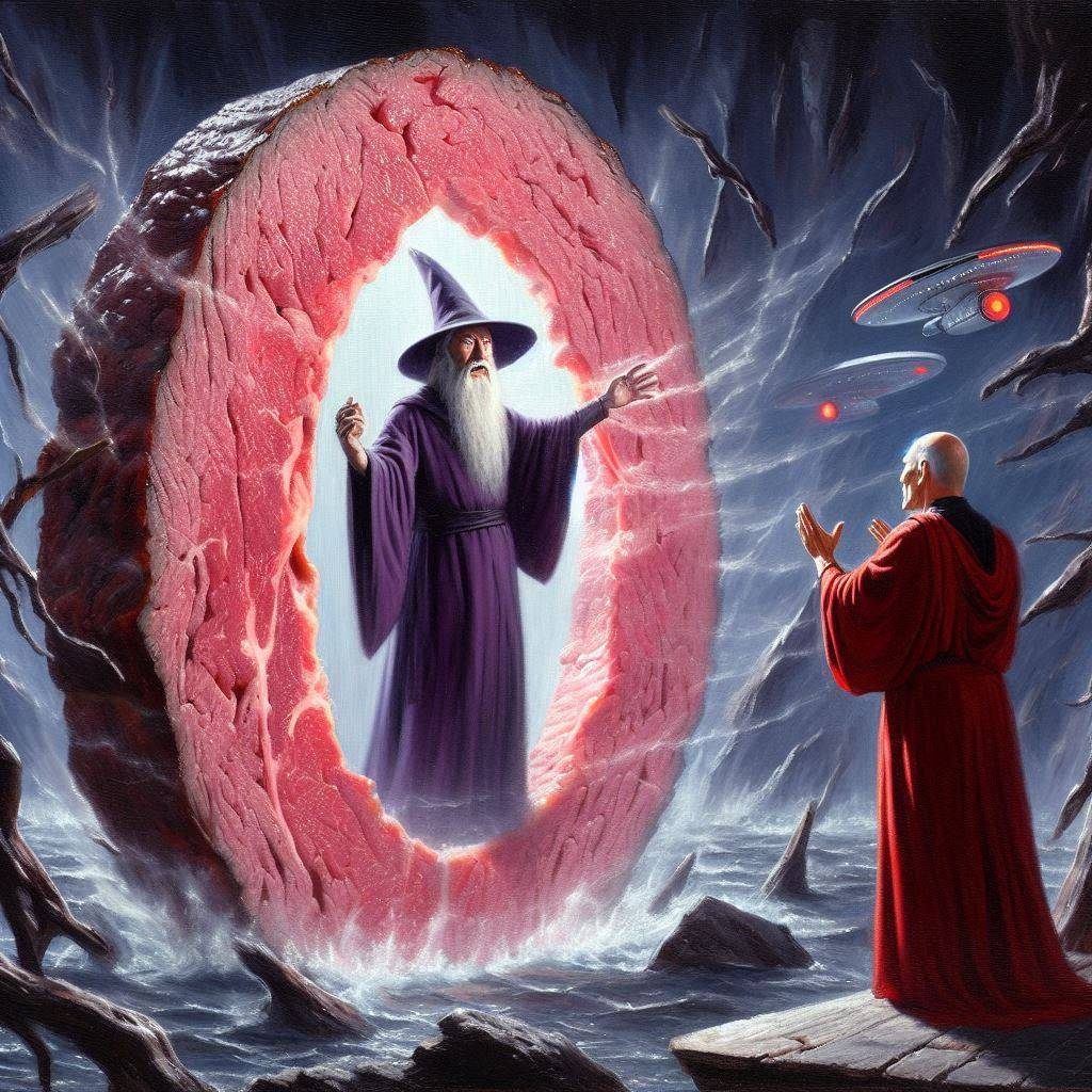 WIZARD PULLING MEAT FROM THE VOID