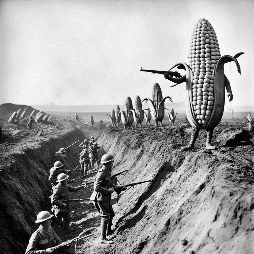 CORN WAGING WAR ON HUMANITY'S STUPIDITY