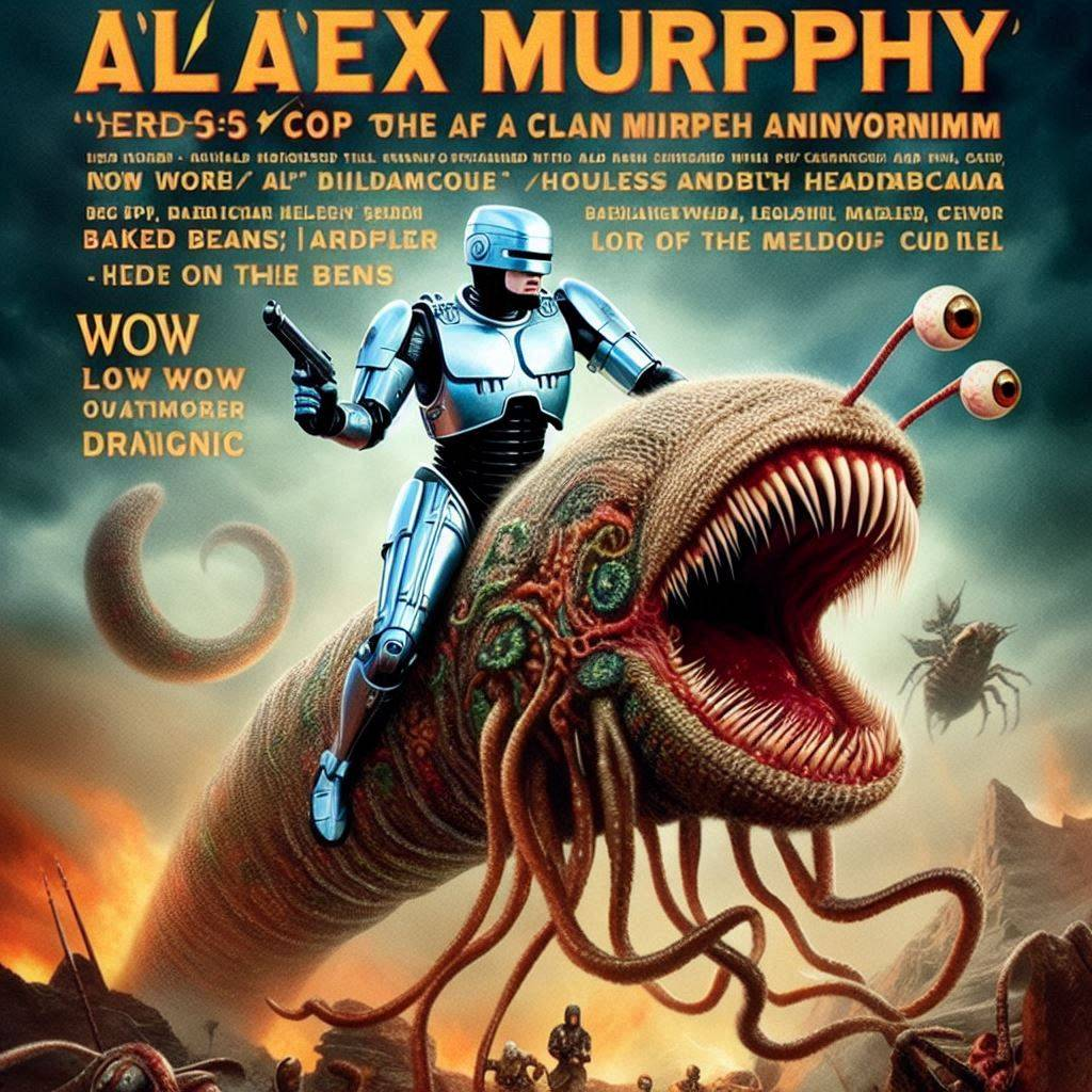 ROBOT RIDING A NIGHTMARE WORM'S GUTS