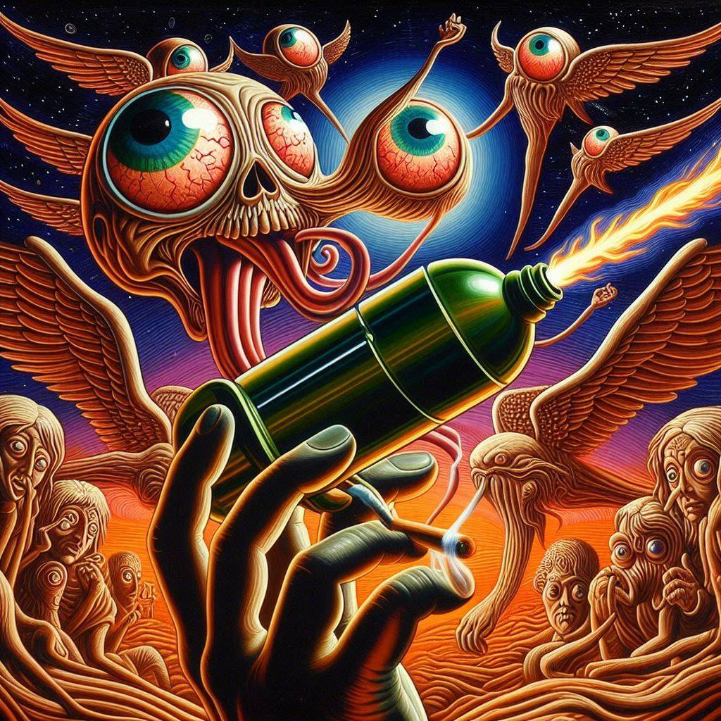 SKULLS SPITTING FIRE IN A NIGHTMARE ORGY