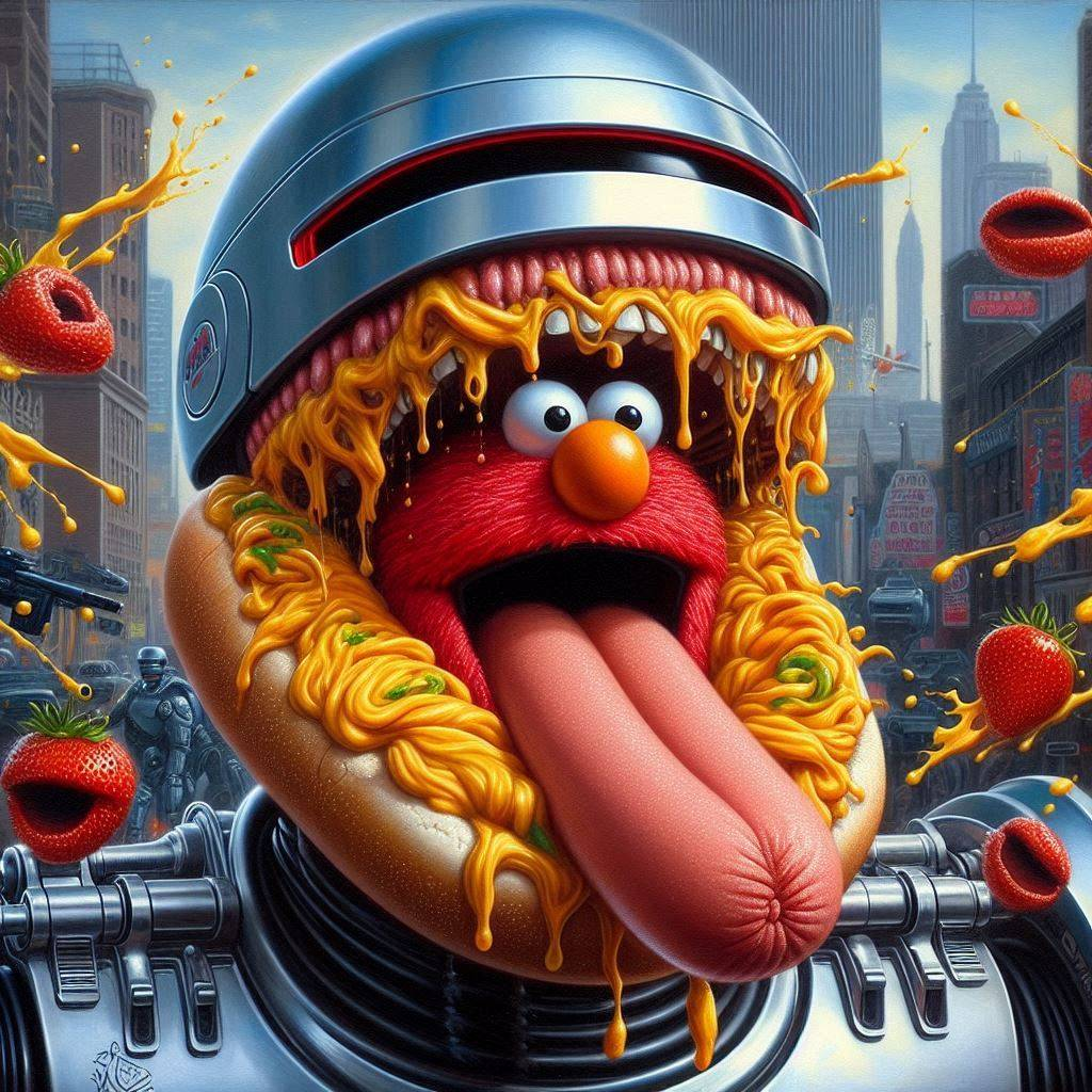 HOT DOGS AND PASTA SPILLING GUTS IN THE CITY