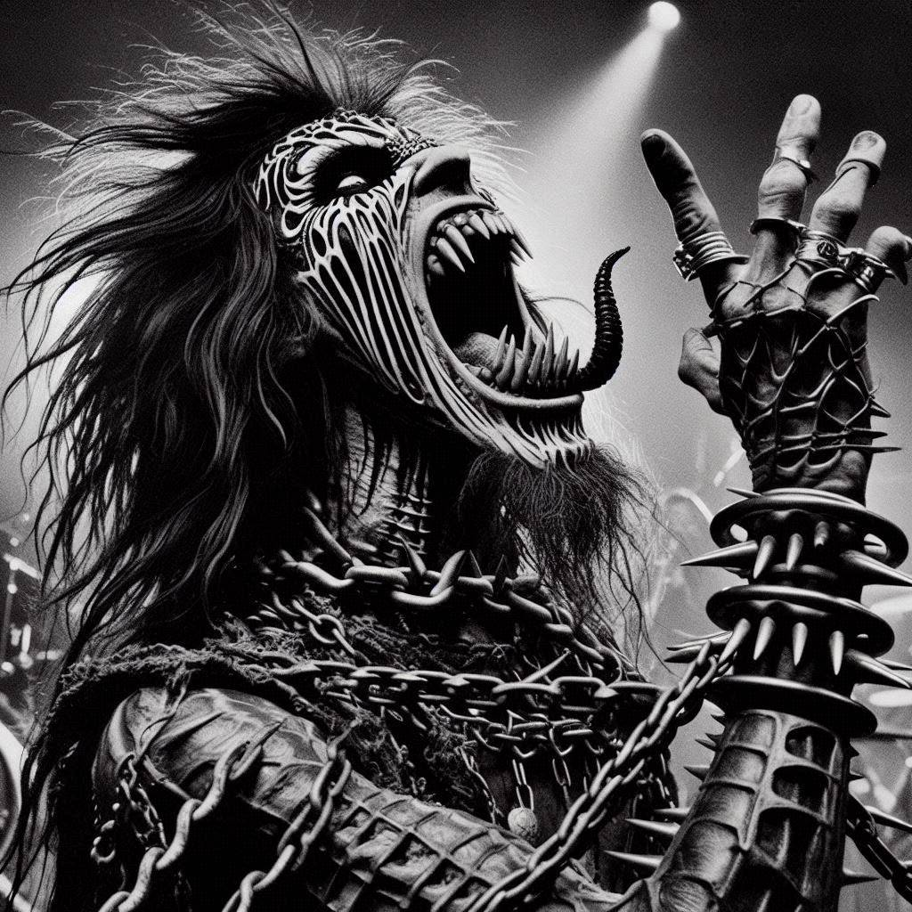 MONSTER SCREAMING WITH A THROAT FULL OF CHAINS