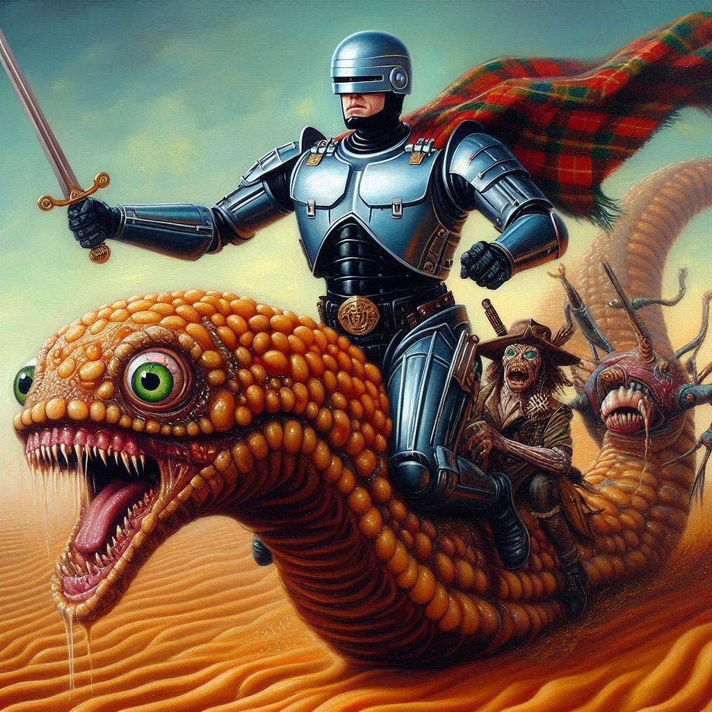 ROBOT RIDING A SLIME-SPEWING NIGHTMARE WORM