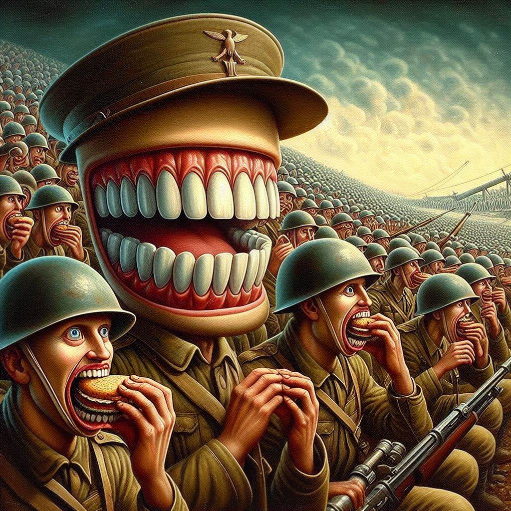 MOUTHS EATING MOUTHS IN A WAR OF CHEWING