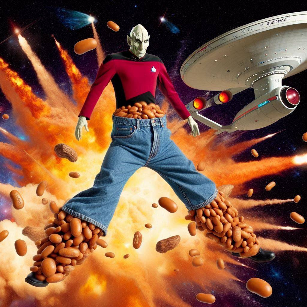 ALIEN SHOVELING BEANS INTO SPACE'S ASSCRACK