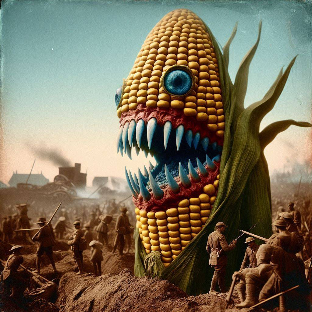 CORN MONSTER DEVOURS THE BATTLEFIELD'S SOUL