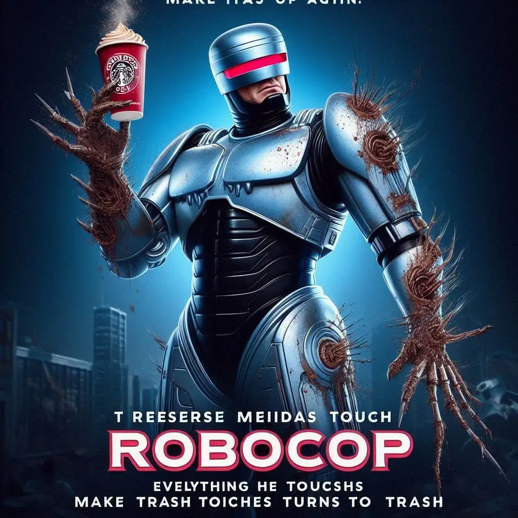 ROBOCOP'S HANDS SHITTING OUT TRASH