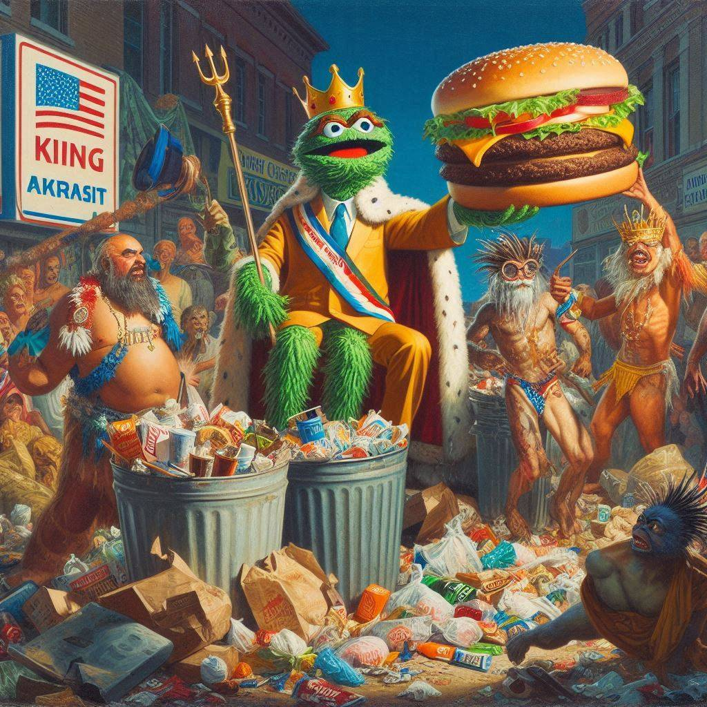 GARBAGE KINGDOM WITH A BURGER THRONE