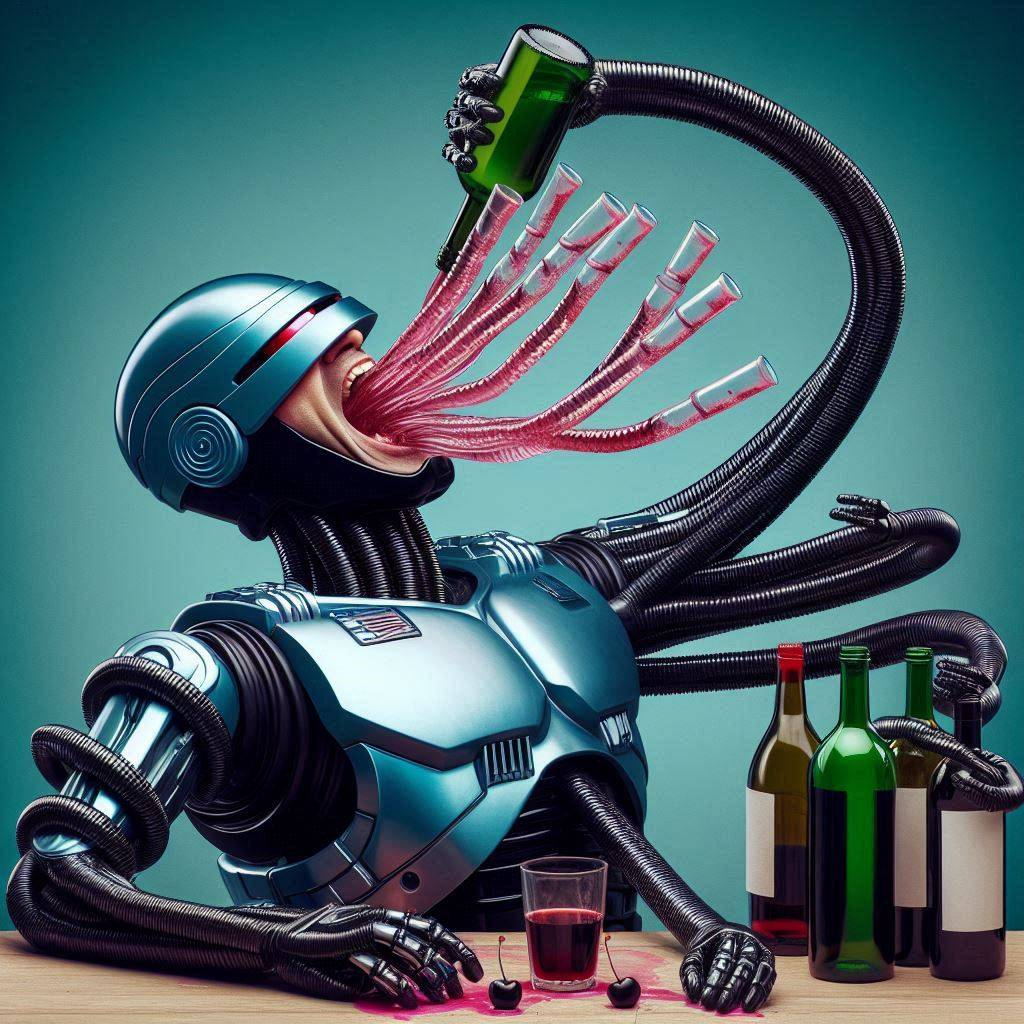 ROBOT VOMITING WINE LIKE A DRUNKEN OCTOPUS