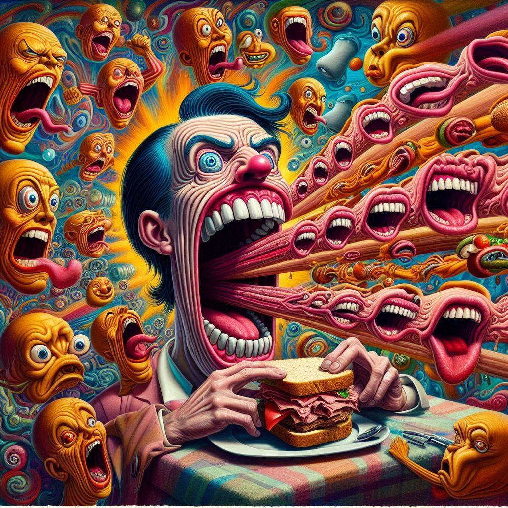 MOUTH EXPLODING WITH SCREAMS AND SANDWICHES