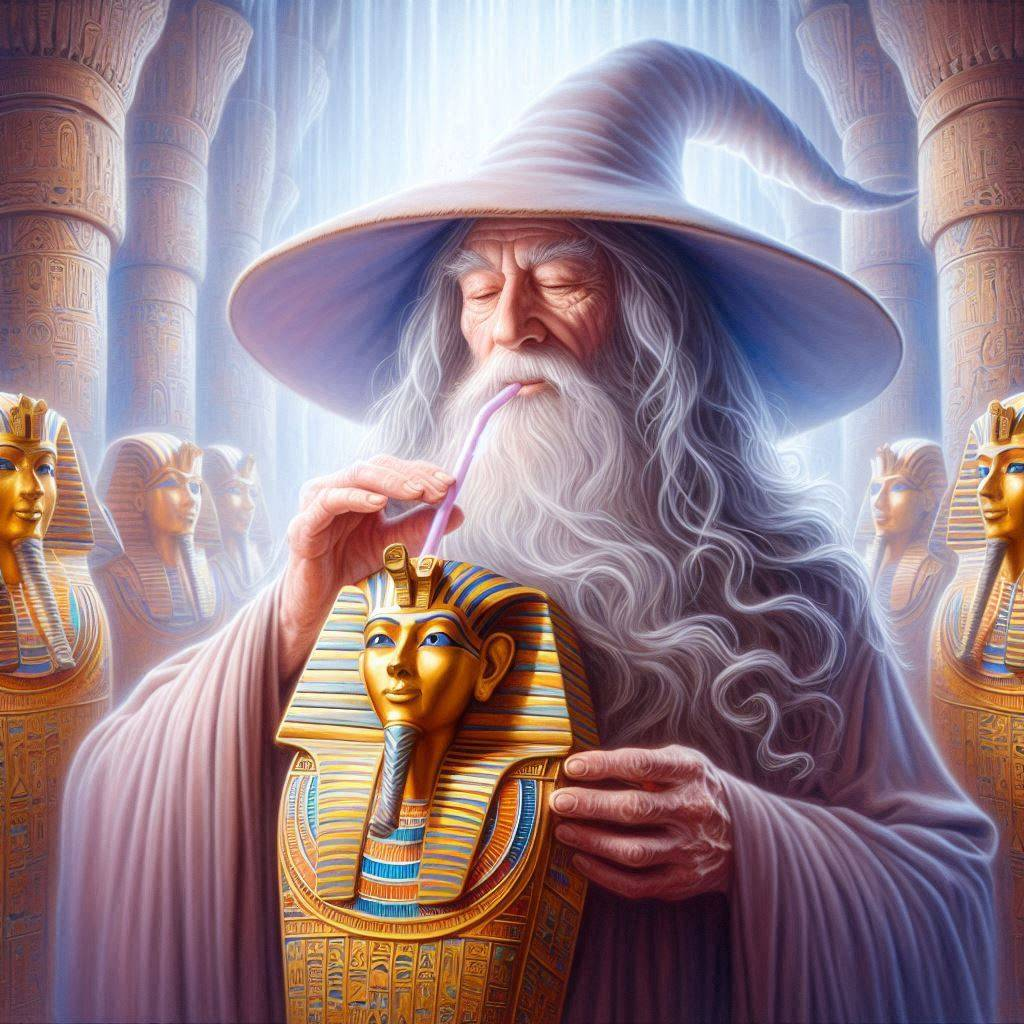 WIZARD SUCKING LIFE FROM ANCIENT CORPSES