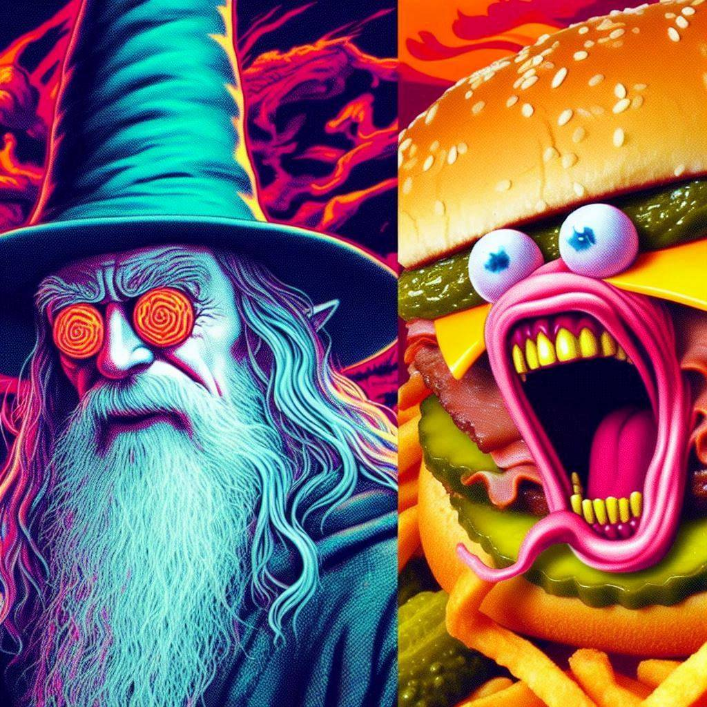 WIZARD AND BURGER SCREAMING IN CHAOS