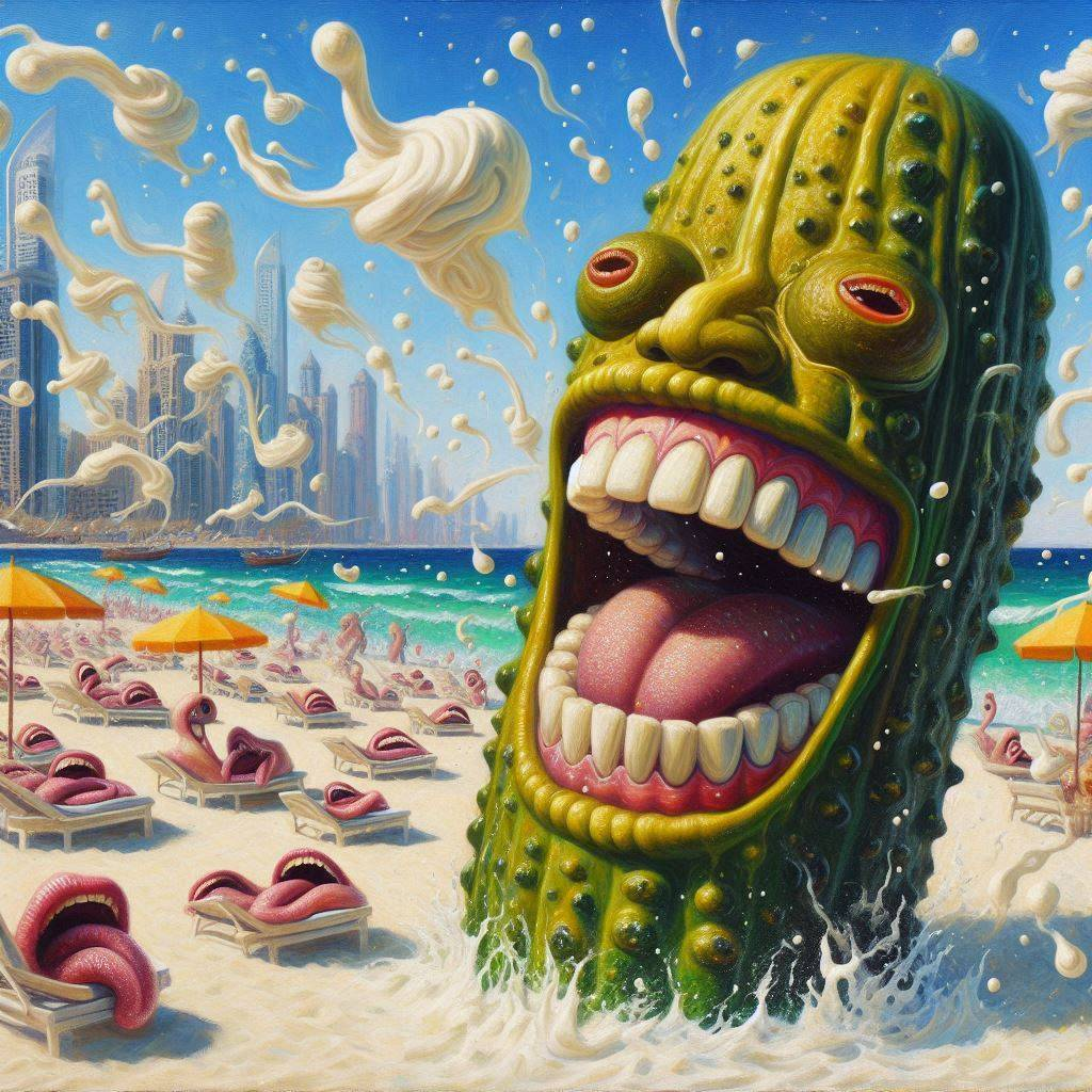 PICKLE SCREAMING AT THE OCEAN'S CUM SHOWER