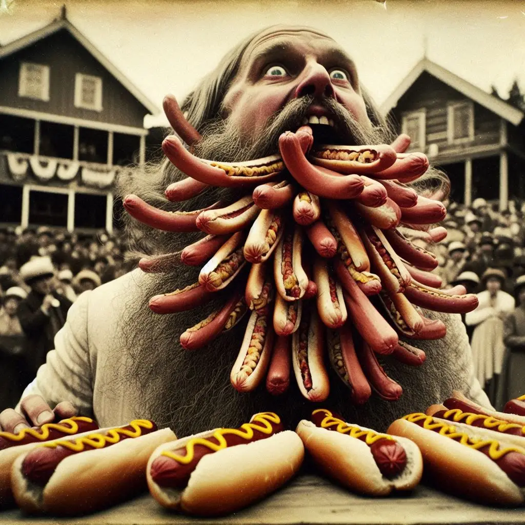 BEARD OF HOT DOGS CHOKING ON GLORY