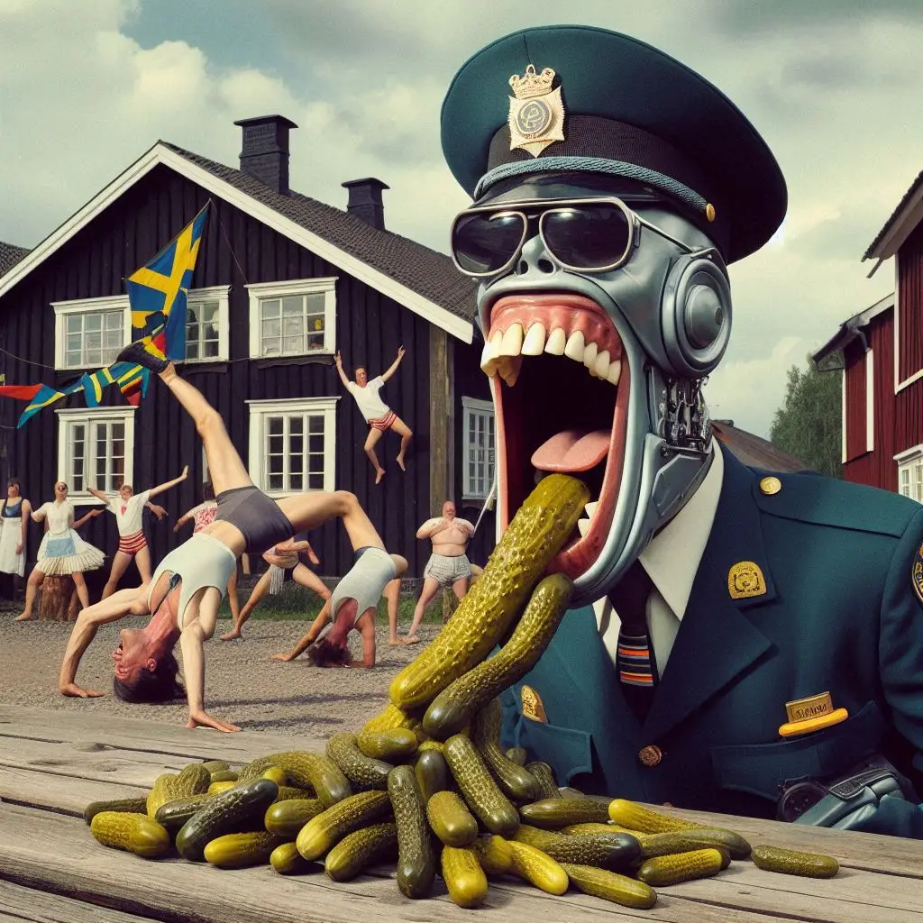 ROBOT COPS VOMITING PICKLES ON DANCING FLESHBAGS