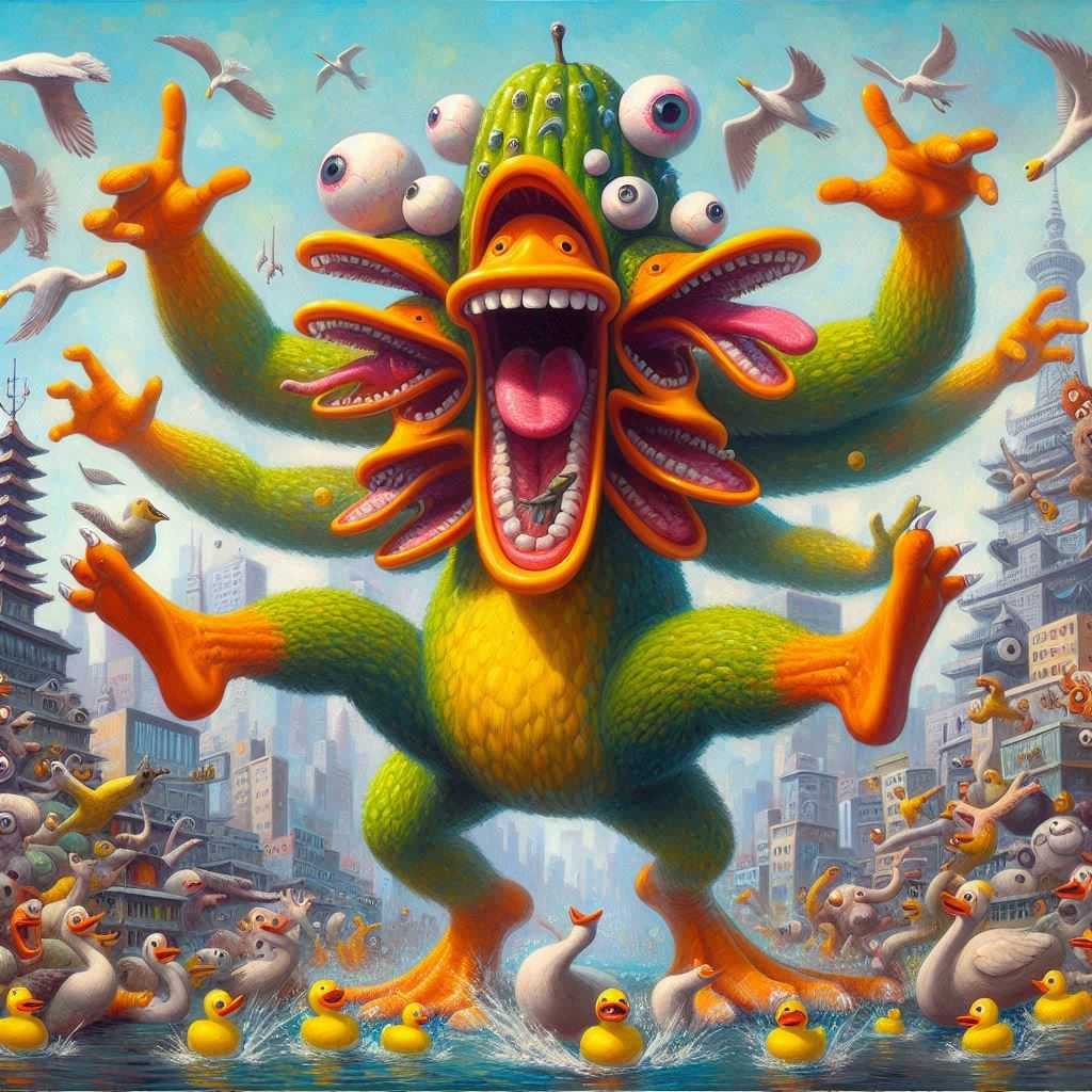 MONSTER FARTING RAINBOWS IN CITY'S FACE