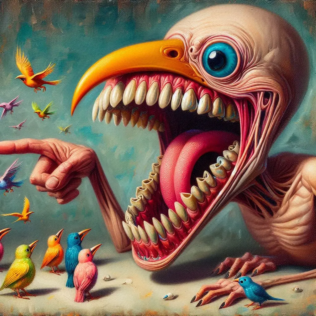 BIRD MONSTER EATING ITS OWN NIGHTMARES