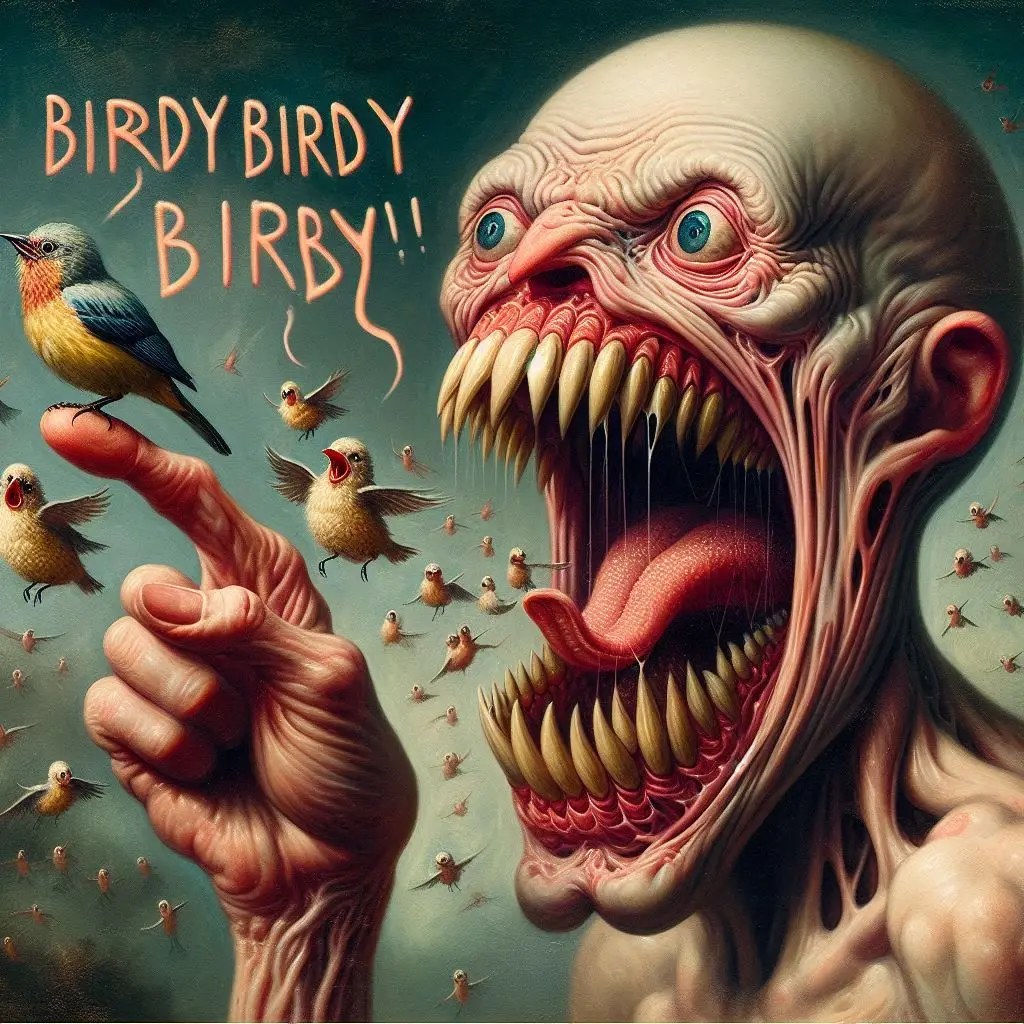 MONSTER MOUTH EATING BIRDS FOR BREAKFAST