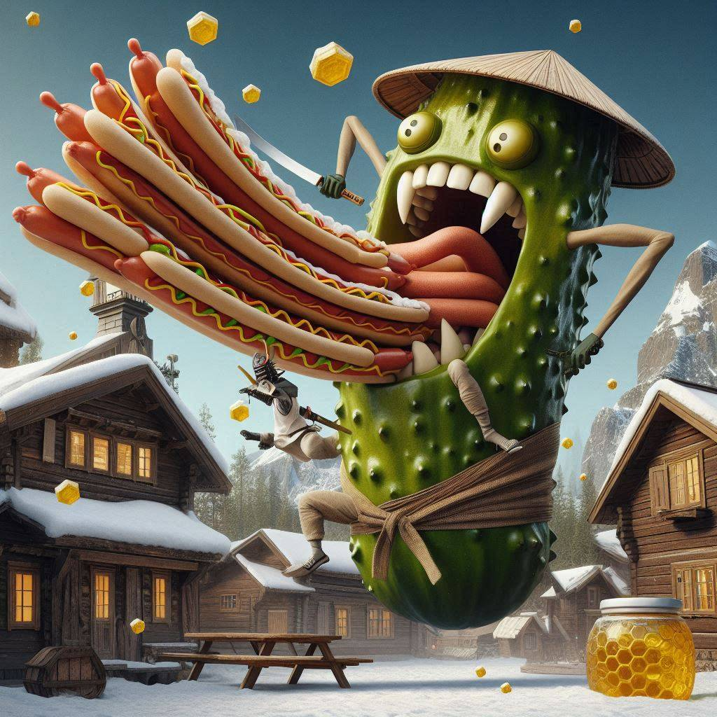 PICKLE GOBBLING HOT DOGS LIKE A GLUTTONOUS BEAST