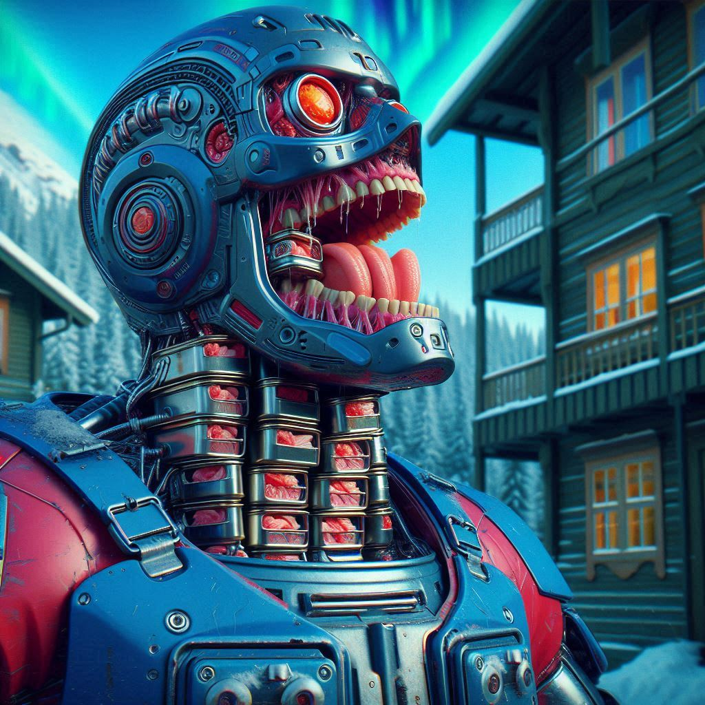 ROBOTIC MONSTER SPITTING OUT FLESHY NIGHTMARES