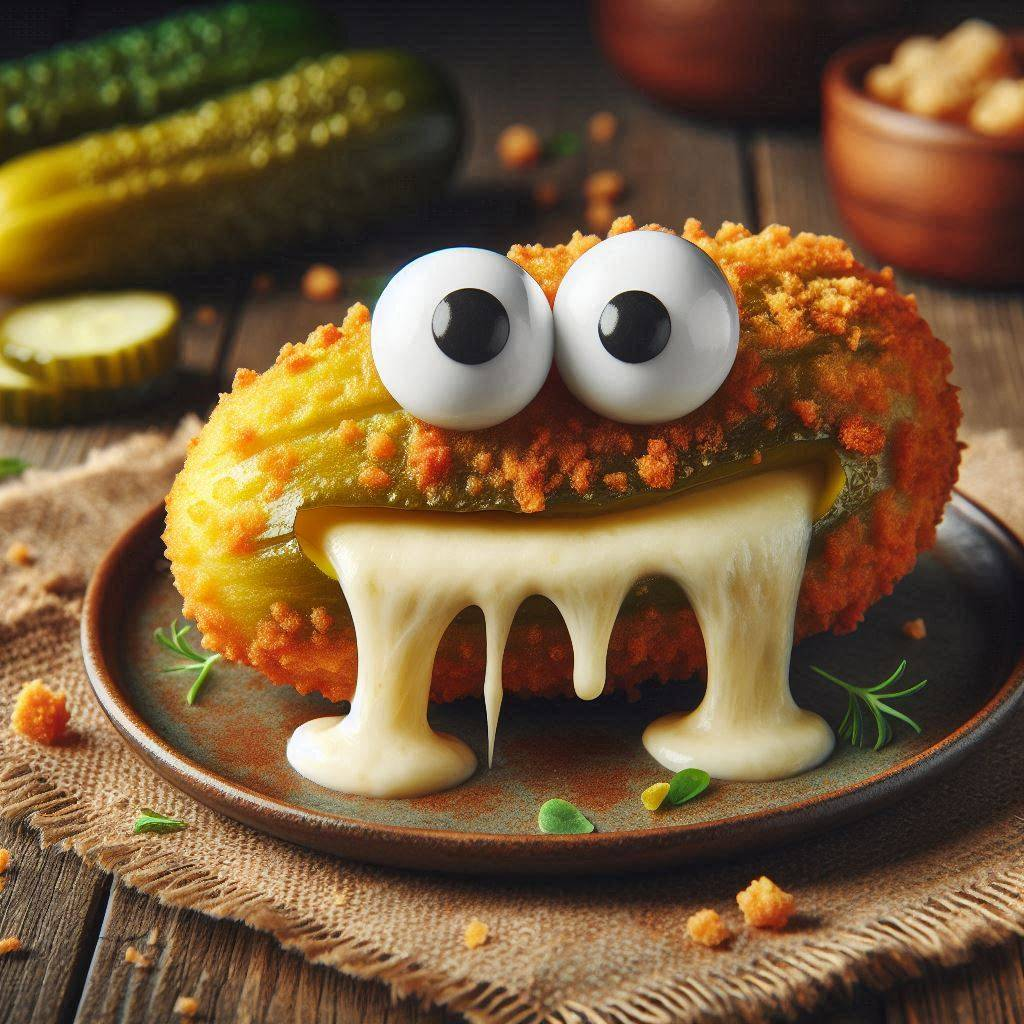 PICKLE OOZING CHEESE LIKE A SLOPPY MESS