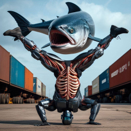 ROBOTIC FREAK SHOW WITH A SHARK HEAD