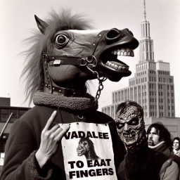 HORSEHEADS CHEWING ON HUMAN FINGERS