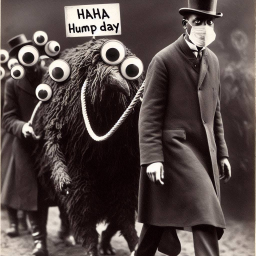 MONSTERS MARCHING WITH EYES ON STICKS