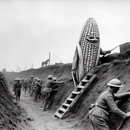 CORN MONSTER SHOVELING SOLDIERS INTO THE GRAVE