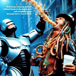ROBOCOP SPITTING GUTS ON A WORM GOD