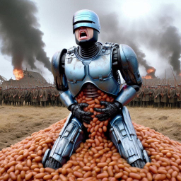 ROBOT CRYING OVER A SEA OF SAUSAGE FETUS