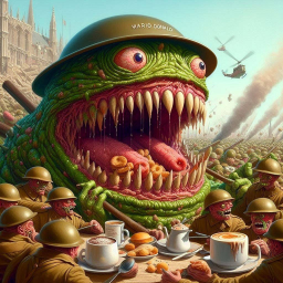 MONSTER GOBBLING SOLDIERS LIKE SNACKS