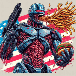 ROBOT VOMITING FRIES LIKE A MEAT MACHINE