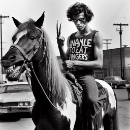 HORSE WITH A SMIRK AND FINGER-SLICING SCISSORS