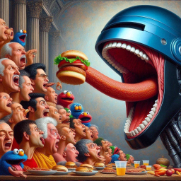 ROBOTIC MOUTH FEEDING FACES LIKE BURGERS