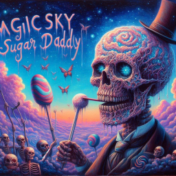 SKELETON SUCKING CANDY FROM DEATH'S CANDY STORE