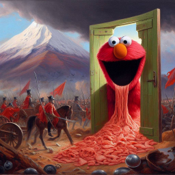 ELMO VOMITING GUTS ON A BLOODY BATTLEFIELD