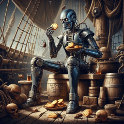 ROBOT FEASTING ON COOKIES AND CRAWLING CRITTERS