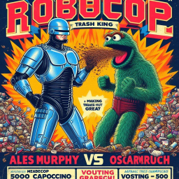 ROBOT COPS AND TRASH MONSTERS THROWING SHIT