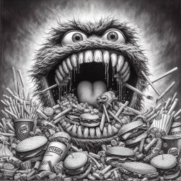 MONSTER GORGING ON GARBAGE LIKE A GLUTTONOUS BEAST