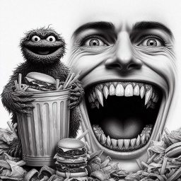 MONSTER MUNCHING ON GARBAGE AND HUMAN SOULS