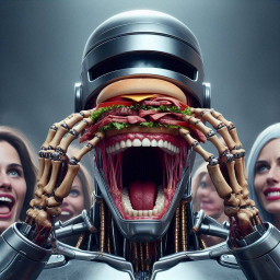 ROBOTIC MOUTH FEASTING ON HUMAN DELICACIES