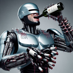 ROBOTIC BLOODSHED WITH A WINE BOTTLE COCK