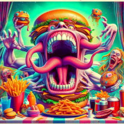 BURGER GUTTING THE WORLD WITH GREASY FINGERS